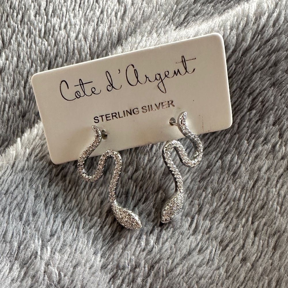 NWT Silver sparkly snake earrings